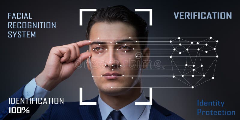 The concept of face recognition software and hardware stock image image of face password 