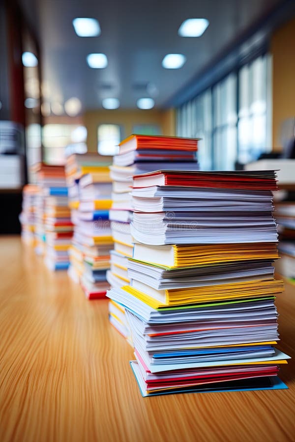 Concept featuring papers and files neatly arranged on a desk. vector illustration