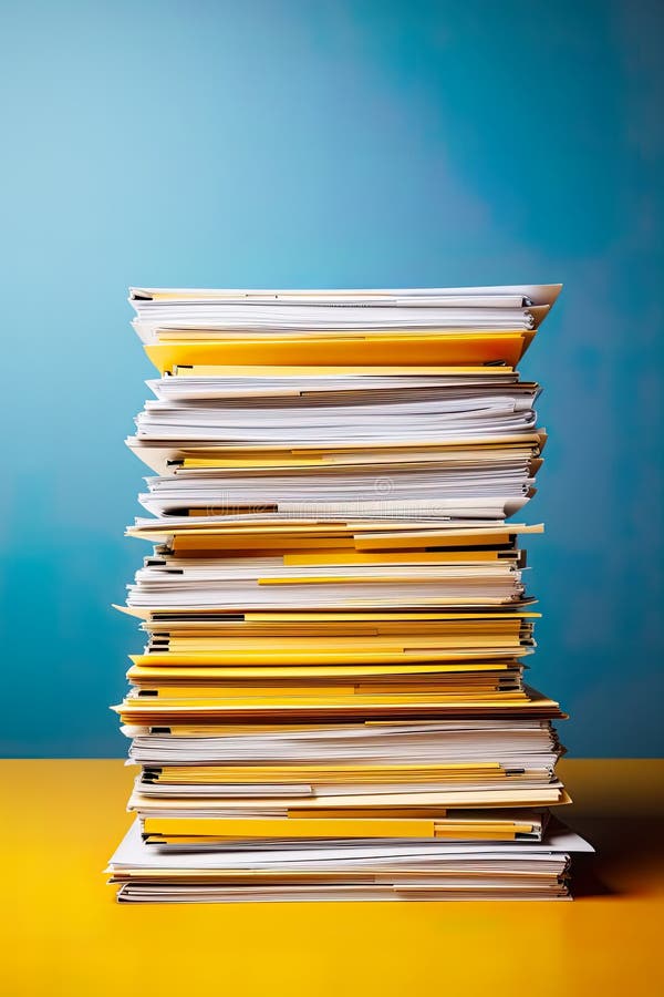 Concept featuring papers and files neatly arranged on a desk. royalty free illustration