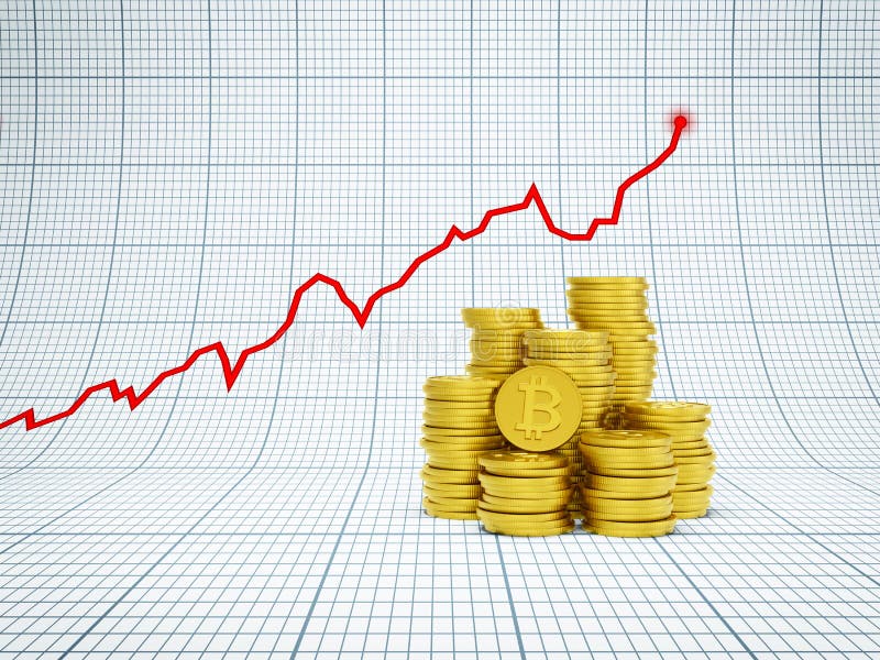 Concept financier de croissance avec les bitcoins d'or images libres de droits