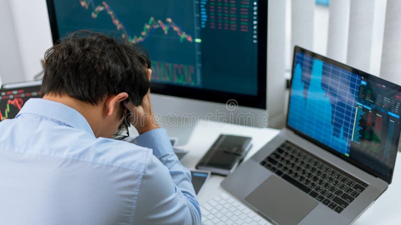 Financial concept an amateur trader failed of the investment losing his fund due to a wrong decision. Financial concept an amateur trader failed of the investment losing his fund due to a wrong decision.