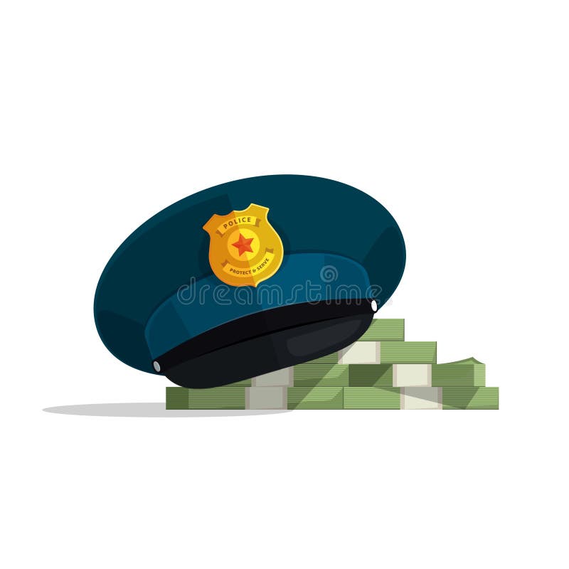 Concept financiële corruptie, officiële veiligheid, wetssteekpenning stock illustratie Concept financiële corruptie, officiële veiligheid, wetssteekpenning stock illustratie
