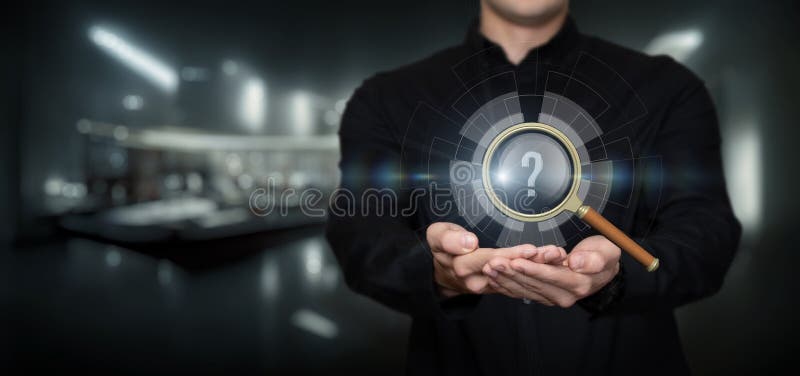 The concept of finding answers to questions stock image