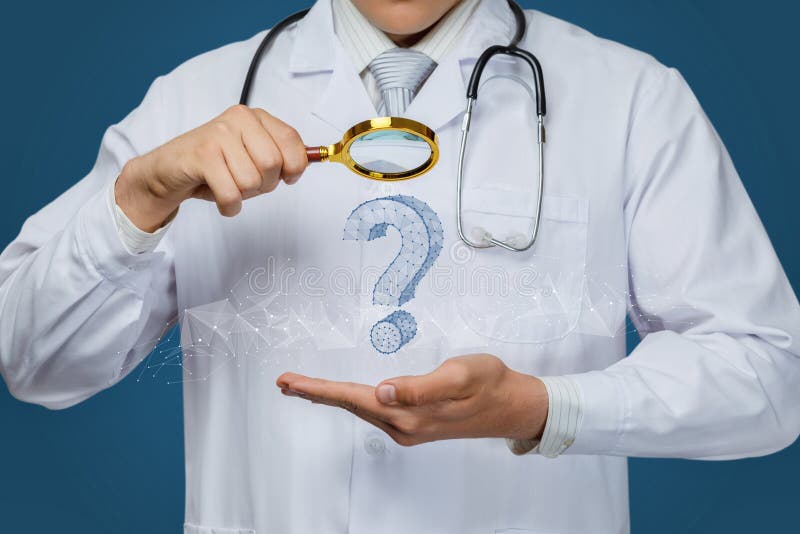 Concept of finding answers to questions in medicine stock images