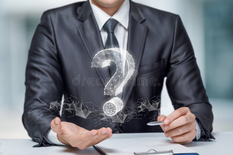 Concept of finding answers to questions posed in business royalty free stock photo