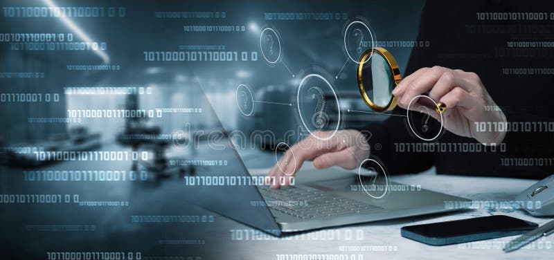 Finding answers to questions using modern technology royalty free stock photos