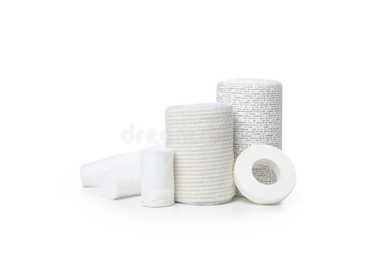 Concept of first aid supplies - bandage, isolated on white background royalty free stock photo