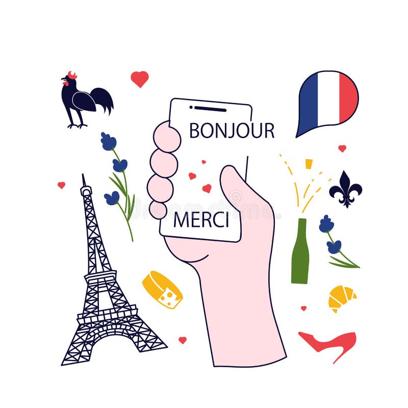 Concept of French Language Course Stock Illustration - Illustration of