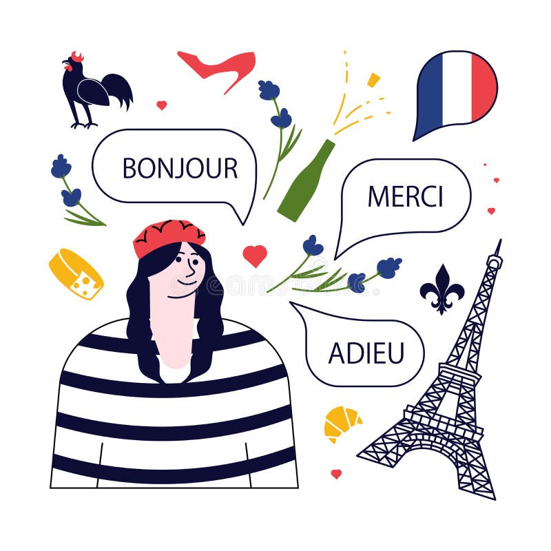 Concept of French Language Course Stock Illustration - Illustration of ...