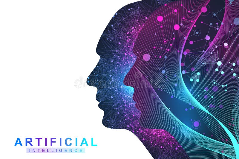 Concept futuriste d'intelligence artificielle et d'apprentissage automatique Grande visualisation humaine de données Communicatio illustration libre de droits Concept futuriste d'intelligence artificielle et d'apprentissage automatique Grande visualisation humaine de données Communicatio illustration libre de droits