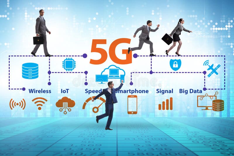 Concept of 5g fast networks with the business people