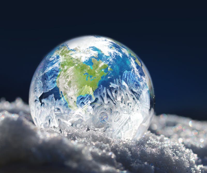 Concept gelé de changement climatique de la terre de planète