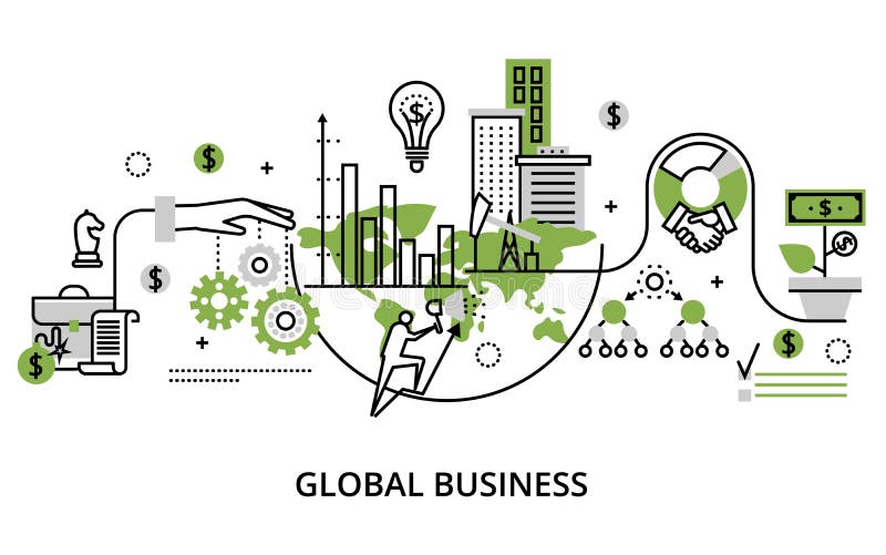 Concept of global business process and finance success in the world royalty free illustration