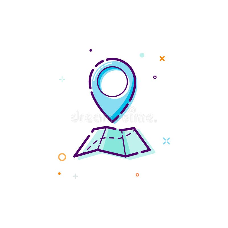 Concept gps icon. Thin line flat design element. map and pointer icon concept. Vector illustration isolated on white background stock illustration Concept gps icon. Thin line flat design element. map and pointer icon concept. Vector illustration isolated on white background stock illustration