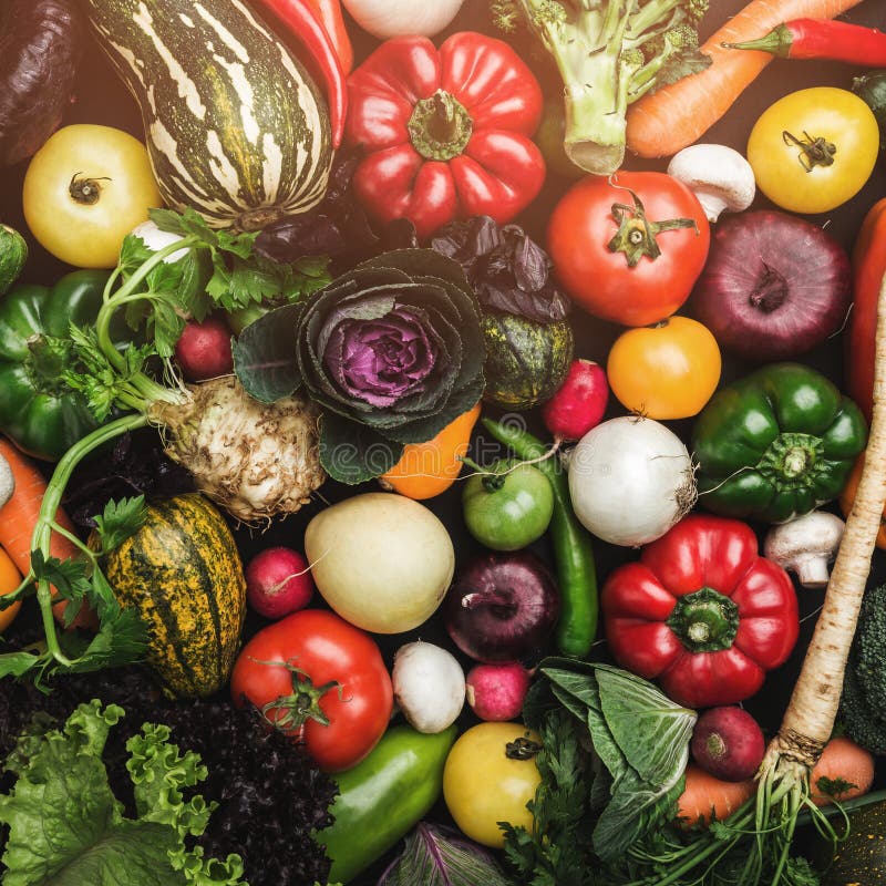 Concept of healthy food, composition with assorted fresh vegetables, top view stock photo Concept of healthy food, composition with assorted fresh vegetables, top view stock photo
