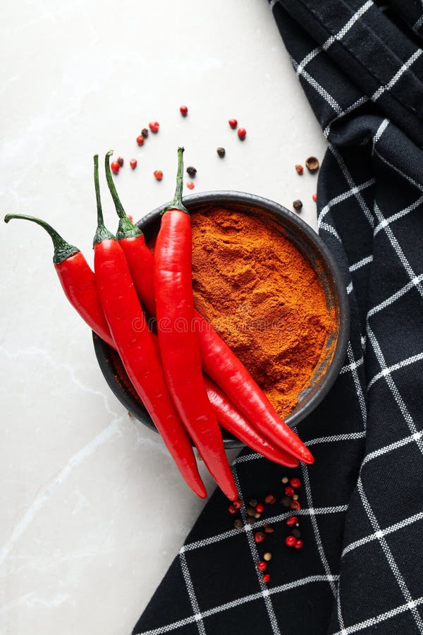Concept of Hot and Spicy Ingredients Red Hot Chili Pepper Stock Image