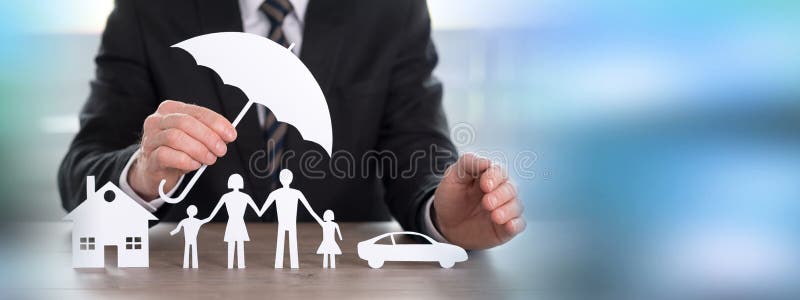 General agent protecting a house, a family and a car. General agent protecting a house, a family and a car