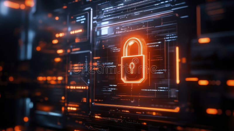 Advanced Digital Lock Displayed on Computer Screen, Representing Cutting-Edge Cybersecurity Measures stock photos