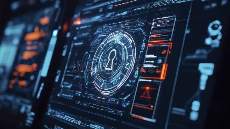 Advanced Digital Lock Displayed on Computer Screen, Representing Cutting-Edge Cybersecurity Measures stock photo