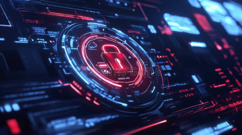 Advanced Digital Lock Displayed on Computer Screen, Representing Cutting-Edge Cybersecurity Measures royalty free stock image