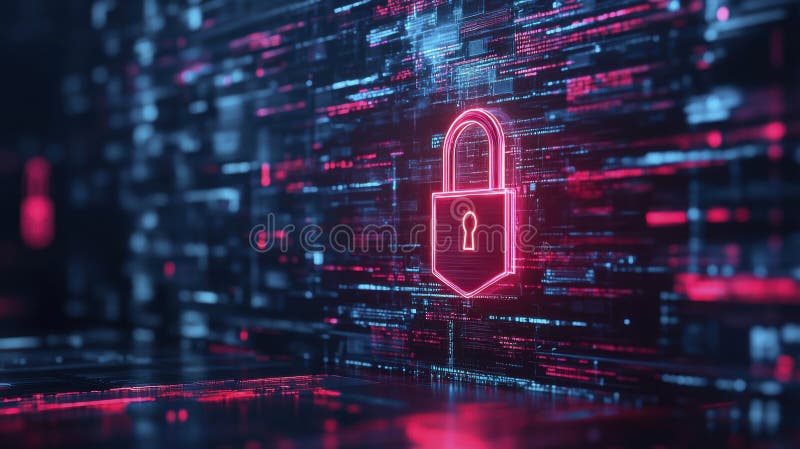 Advanced Digital Lock Displayed on Computer Screen, Representing Cutting-Edge Cybersecurity Measures stock photos