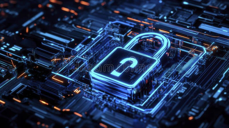 Advanced Digital Lock Displayed on Computer Screen, Representing Cutting-Edge Cybersecurity Measures stock photo