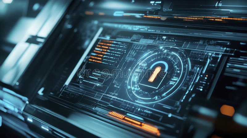 Advanced Digital Lock Displayed on Computer Screen, Representing Cutting-Edge Cybersecurity Measures stock photo