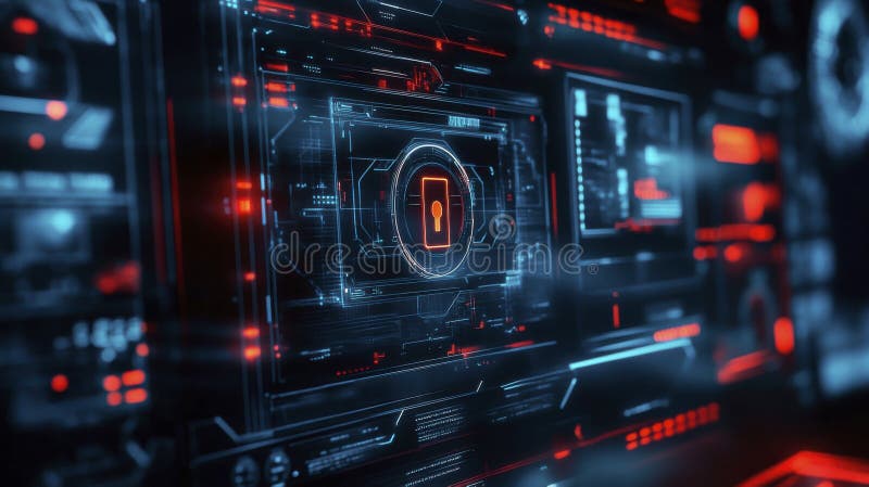 Advanced Digital Lock Displayed on Computer Screen, Representing Cutting-Edge Cybersecurity Measures stock photo
