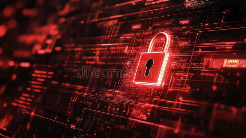 Advanced Digital Lock Displayed on Computer Screen, Representing Cutting-Edge Cybersecurity Measures stock images