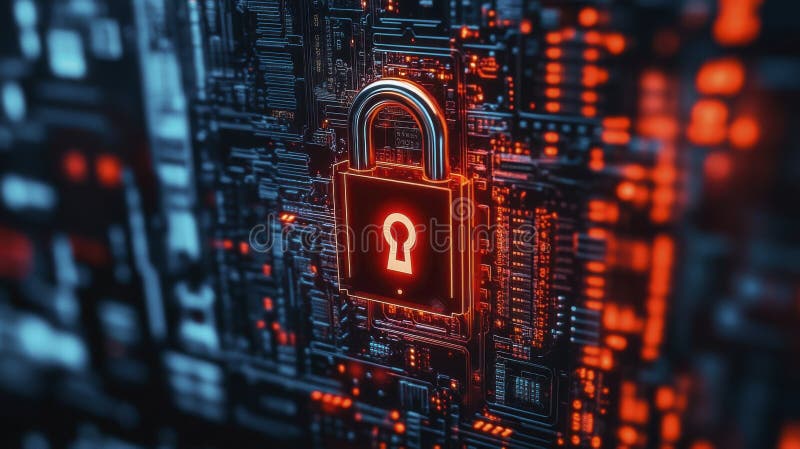 Advanced Digital Lock Displayed on Computer Screen, Representing Cutting-Edge Cybersecurity Measures royalty free stock images
