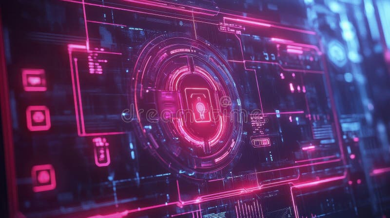 Advanced Digital Lock Displayed on Computer Screen, Representing Cutting-Edge Cybersecurity Measures royalty free stock photography