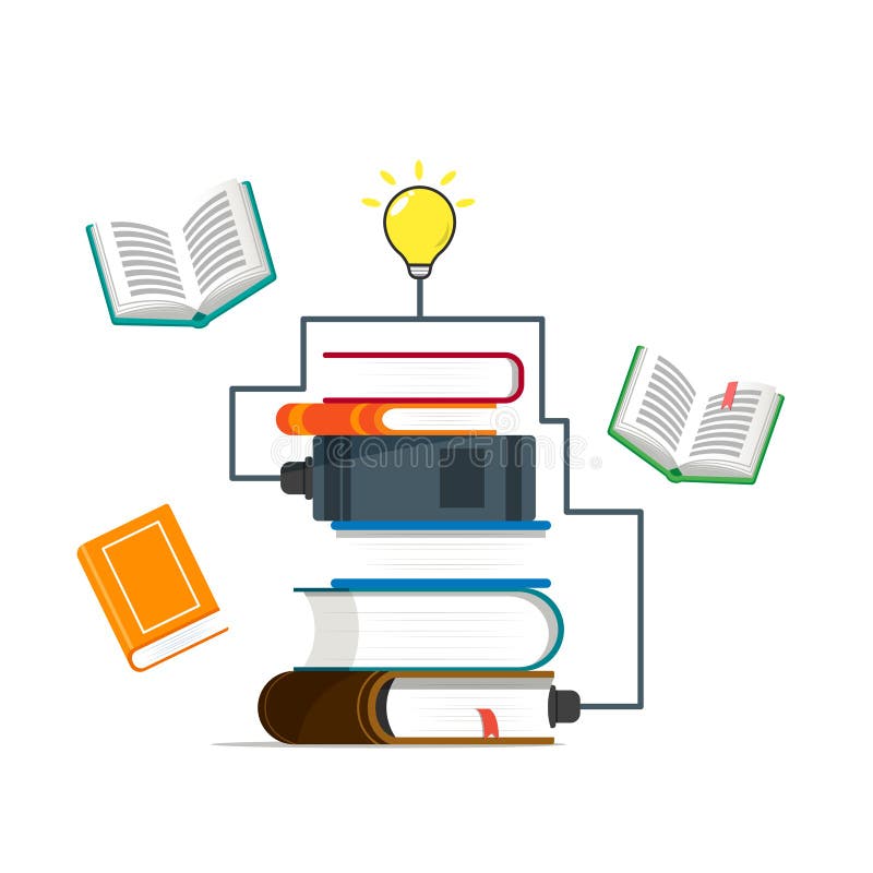 Concept illustration of education and information. Book of knowledge vector illustration