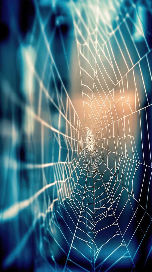Spider web on abstract blur green background - PatternPictures