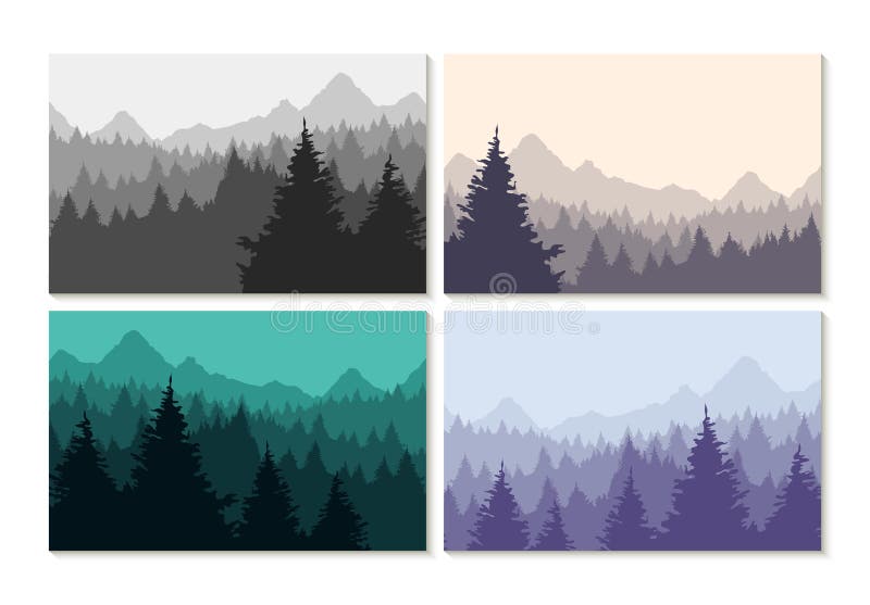 Download Concept Illustration Winter Forest Landscape Set Stock ...