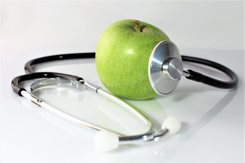 An Concept Image of a Apple and a Stethoscope Stock Photo Image of