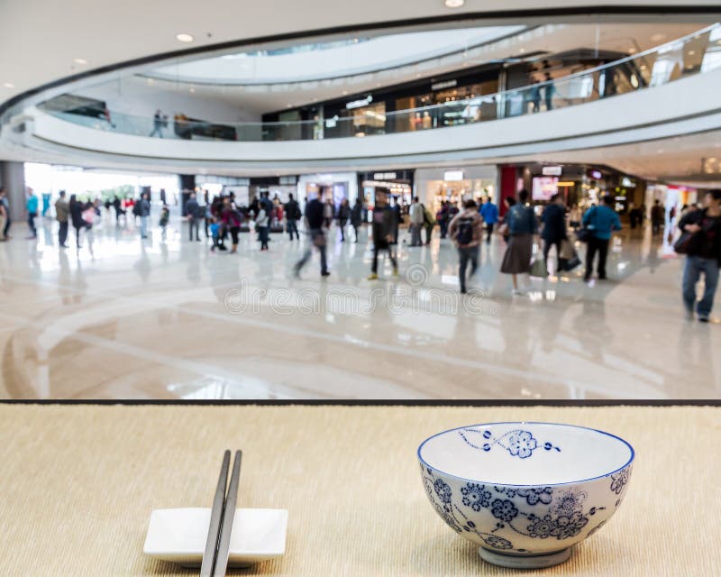 Concept Image of Eating , Drinking, Shopping in Shopping Mall Stock