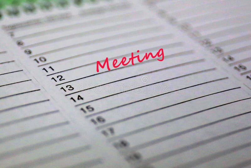An Concept Image of a Meeting on a Calendar Stock Photo Image of