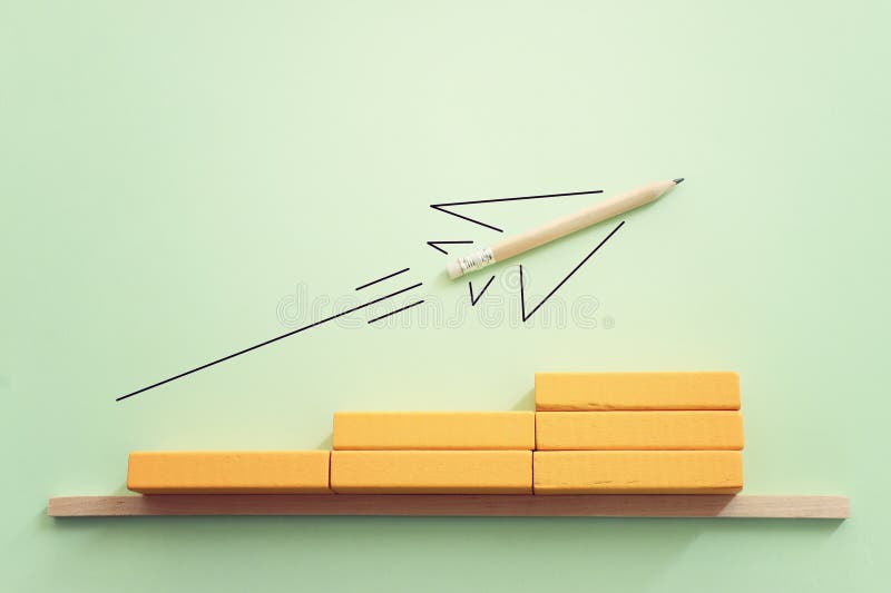 Concept image of a pencil in an airplane metaphor. Idea of leadership and education stock photography