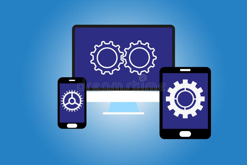 Difficulty in user interface design across different devices and royalty free illustration Difficulty in user interface design across different devices and royalty free illustration