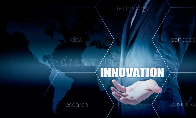 The concept of innovation in business. Businessman working with laptop and tablet. Growth statistics. Increase profits vector illustration The concept of innovation in business. Businessman working with laptop and tablet. Growth statistics. Increase profits vector illustration