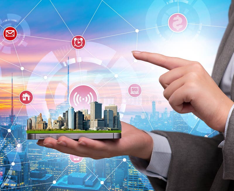 Concept of innovative smart city stock photography