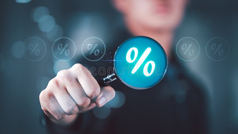 Concept interest rates and dividends ,investment growth percentage and interest on deposits ,increase in interest rates stock photography