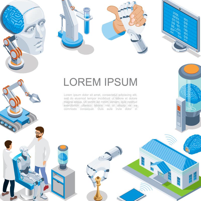Concept isométrique d'intelligence artificielle illustration libre de droits Concept isométrique d'intelligence artificielle illustration libre de droits