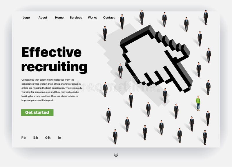 Concept of a landing page for effective recruiting royalty free illustration