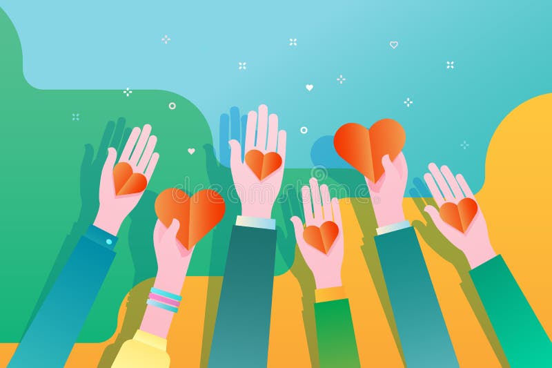 Concept liefdadigheid en schenking Geef en deel uw liefde aan mensen Handen die een hartsymbool houden stock illustratie Concept liefdadigheid en schenking Geef en deel uw liefde aan mensen Handen die een hartsymbool houden stock illustratie
