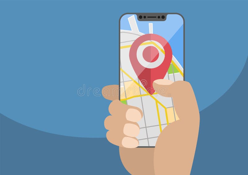Concept of location / GPS based services on mobile devices. vector illustration Concept of location / GPS based services on mobile devices. vector illustration