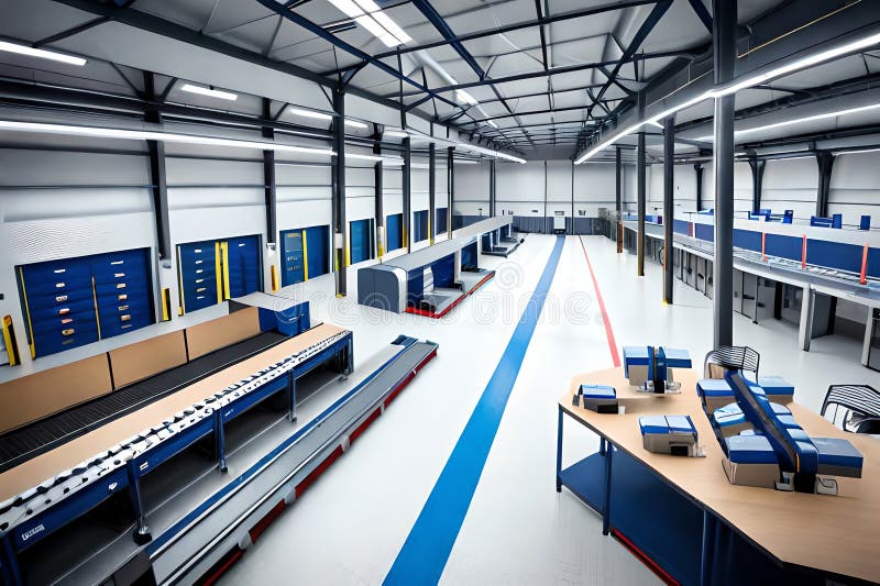 A Logistics Hub with a Network of Conveyor Belts and Automated Sorting