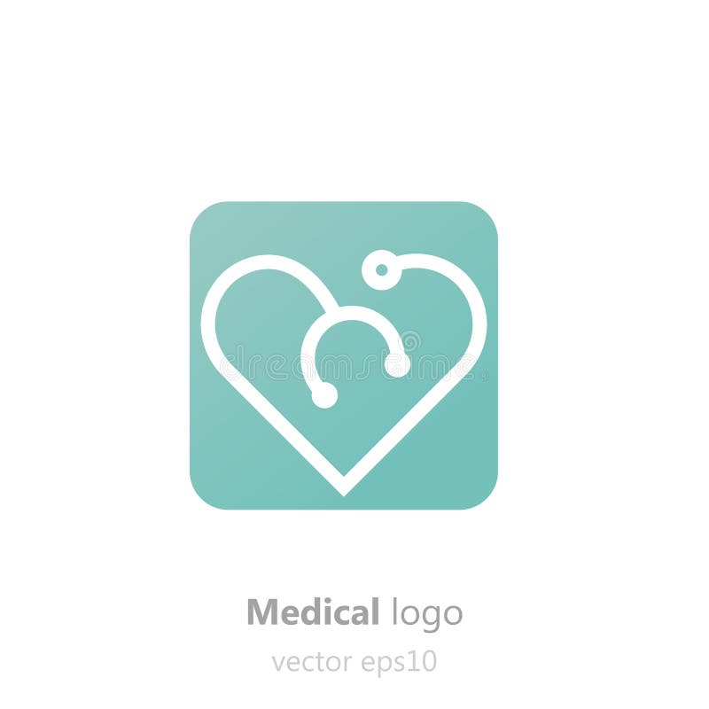 Concept logostetoscop medical sub forma inimii. logotip pentru spital sau medic vector illustration