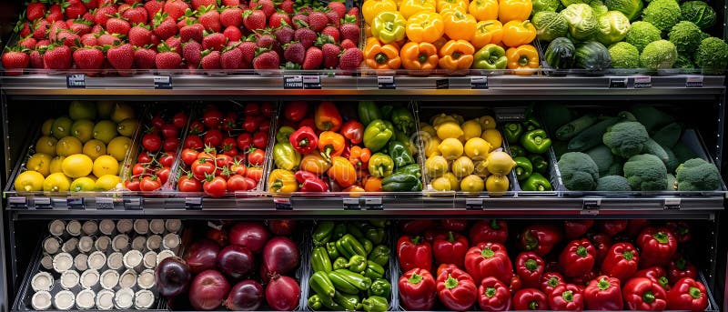 Concept marché extérieur produits frais couleurs vibrantes symphonie colorée du marché fraîcheur illustration de vecteur
