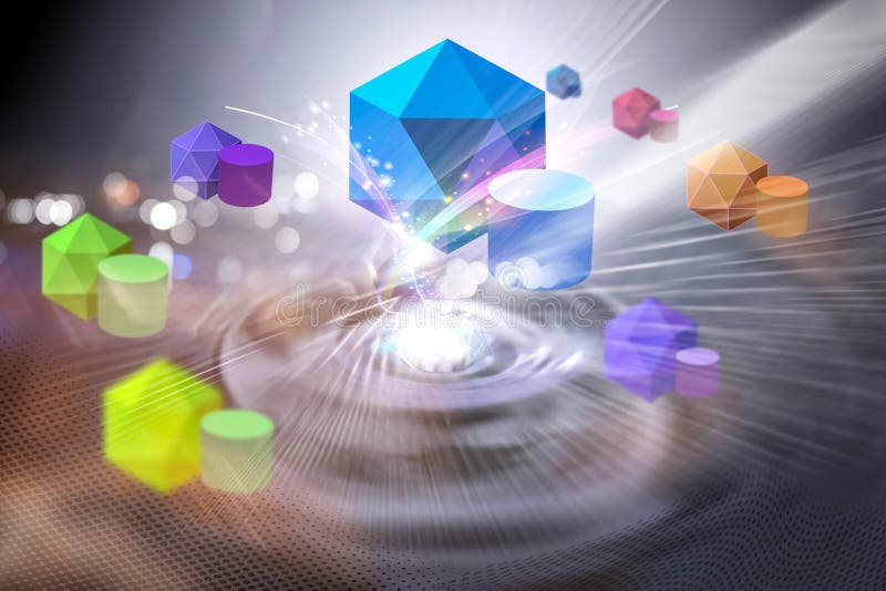 Concept of microservices represented in hexagons 3d shapes vector illustration